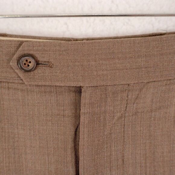 Brooks Brothers 1818 Madison Wool Beige Birdseye Pleated Cuff Dress Pants 38/30 - Picture 4 of 8